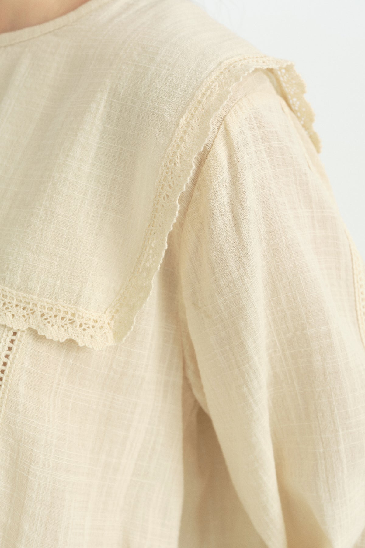 Cotton Blouse with Tie-Neck Detail - Cream