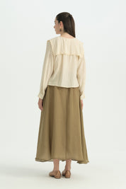 Cotton Blouse with Tie-Neck Detail - Cream