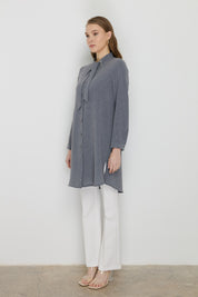 Tie-Neck Basic Tunic - Black