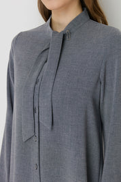 Tie-Neck Basic Tunic - Black