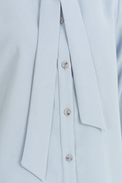 Yakası Bağlamalı Tencel Gömlek - Açık Mavi