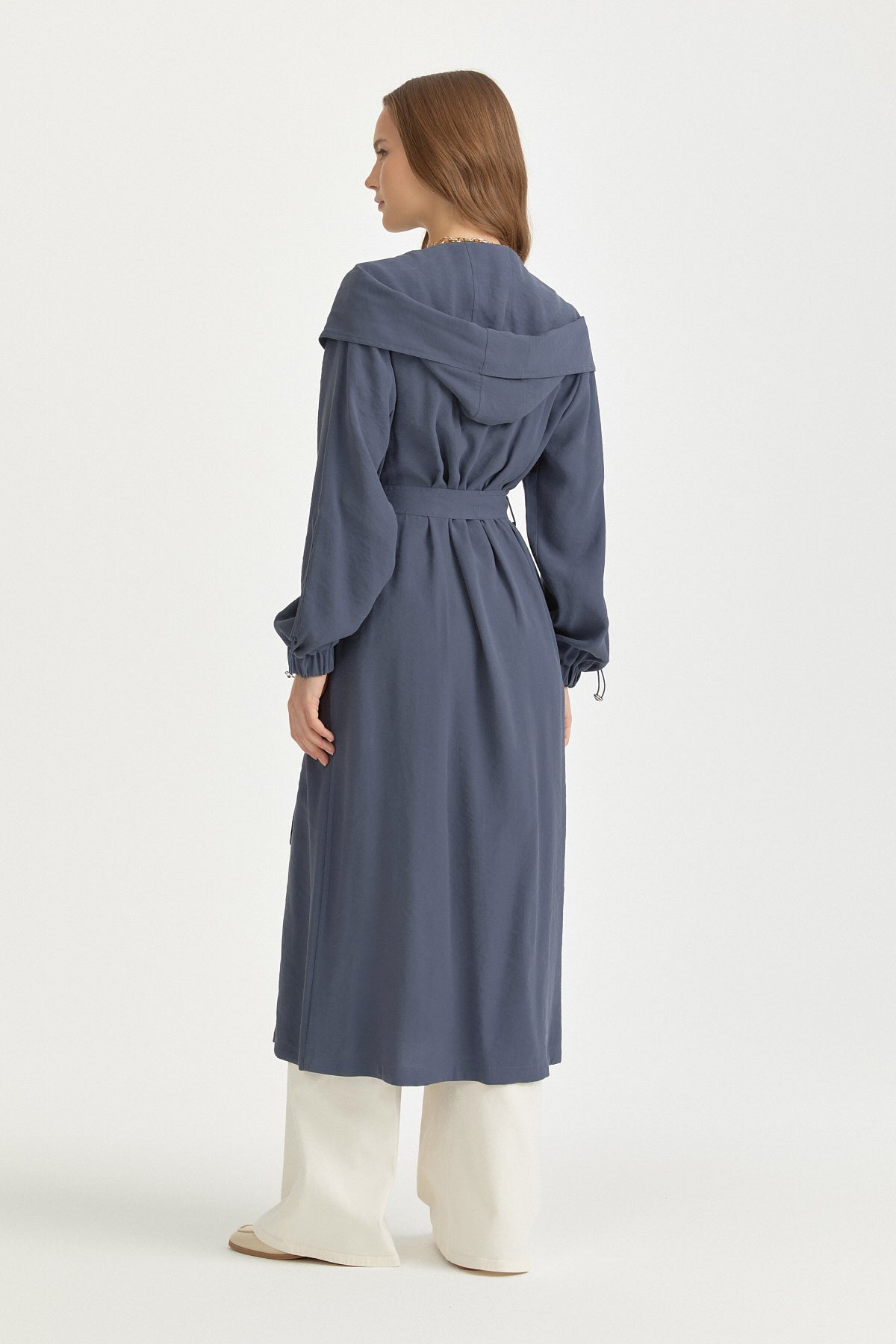 Wrap Modal Cover-Up with Gathered Collar and Belt - Indigo
