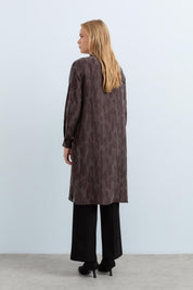 Leather Collar Viscose Tunic - Brown
