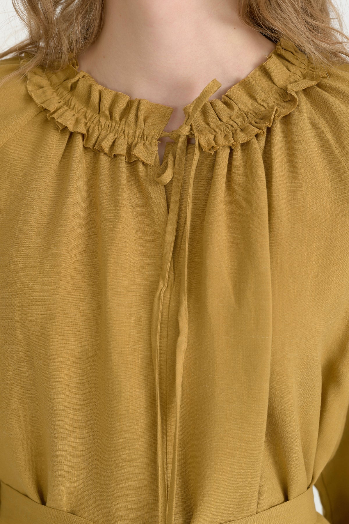 Frilled Linen Dress - Acid
