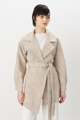 Jacket with Shiny Stone Collar - Mink