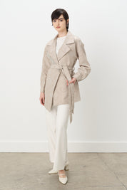 Jacket with Shiny Stone Collar - Mink