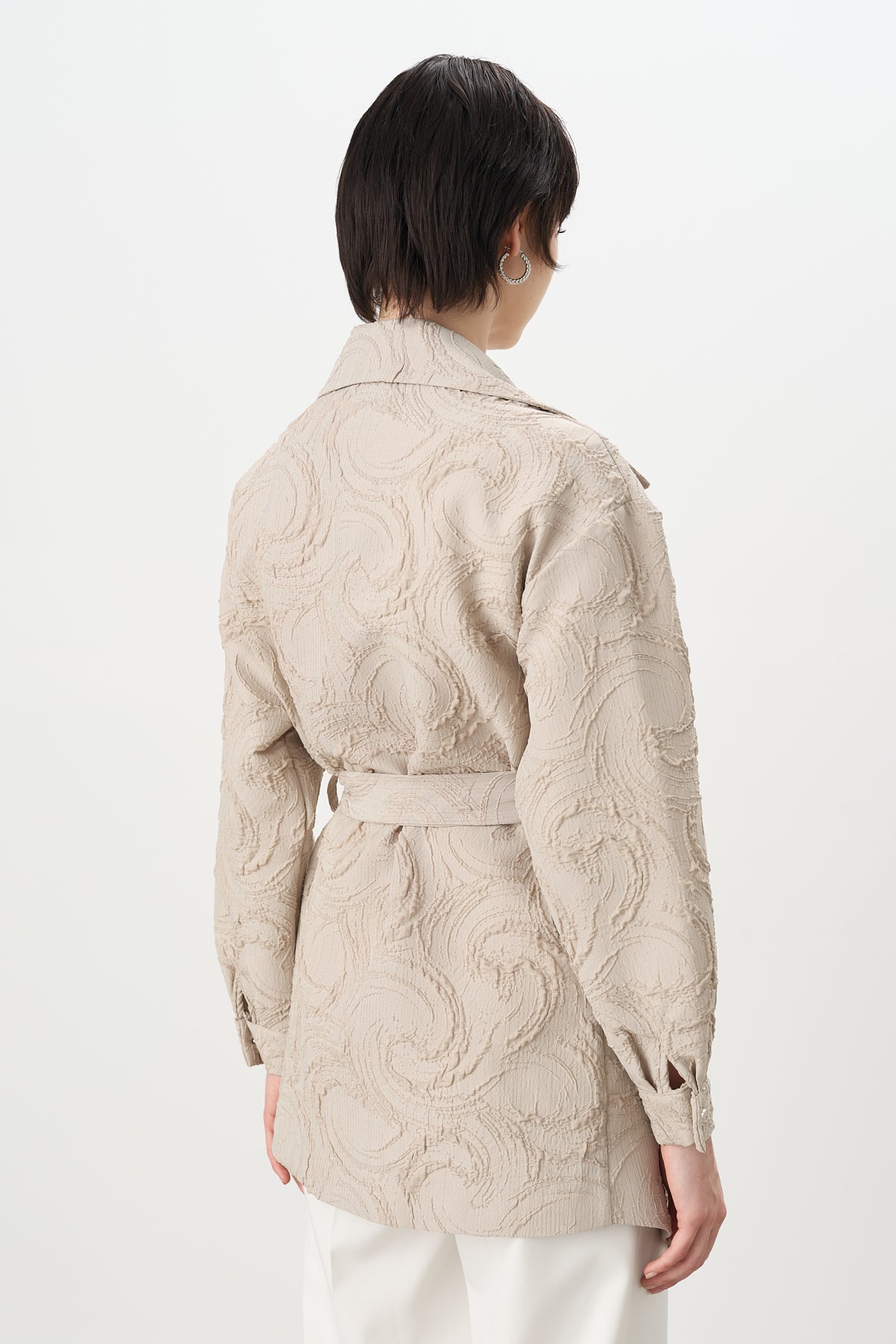 Jacket with Shiny Stone Collar - Mink