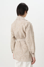 Jacket with Shiny Stone Collar - Mink