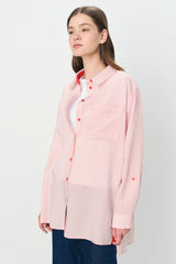 Viscose Tunic with Buttoned Side Seams - Red
