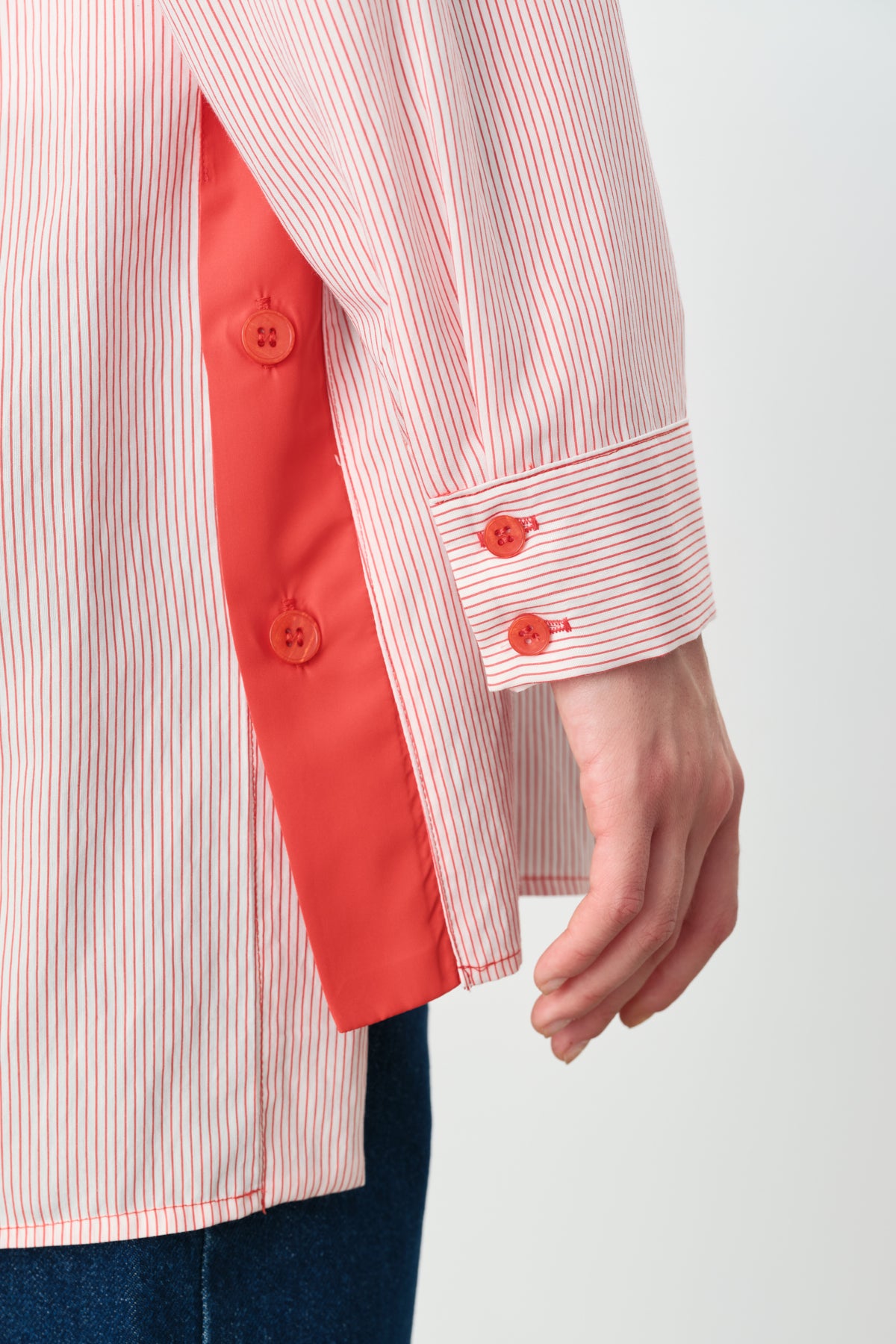 Viscose Tunic with Buttoned Side Seams - Red
