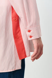 Viscose Tunic with Buttoned Side Seams - Red