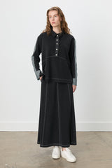 Knitted Tunic with Side Eggplant Garnish - Black