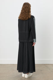 Knitted Tunic with Side Eggplant Garnish - Black