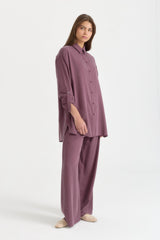 Lyocell Tunic Set with Asymmetric Side Details - Plum