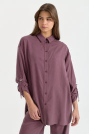 Lyocell Tunic Set with Asymmetric Side Details - Plum