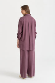 Lyocell Tunic Set with Asymmetric Side Details - Plum