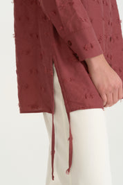 Yanları Detaylı Modal Tunik - Bordo