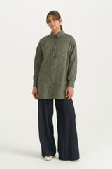 Viscose Tunic with Side Details - Emerald