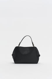 Bag with Buckle Detail Sides and Charm Accessories - Black