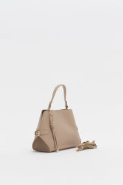 Bag with Buckle Detail Sides and Charm Accessory - Earth