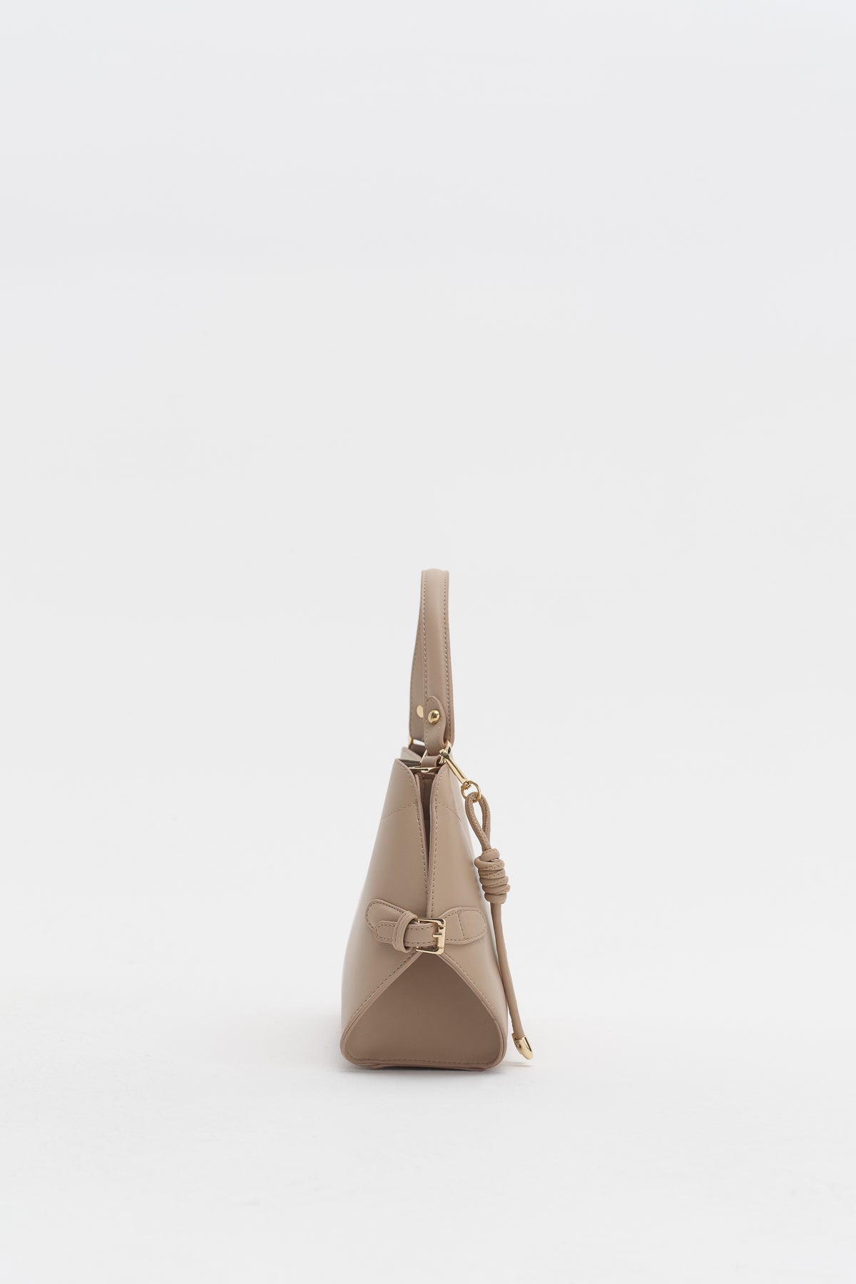 Bag with Buckle Detail Sides and Charm Accessory - Earth