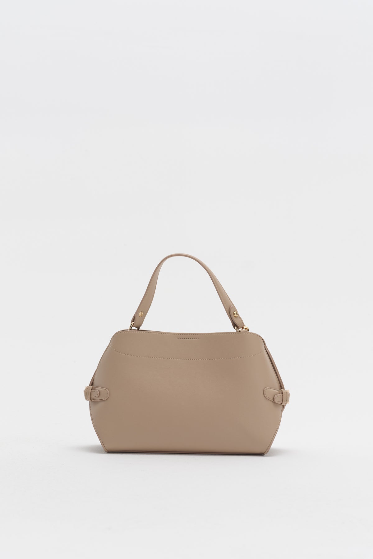 Bag with Buckle Detail Sides and Charm Accessory - Earth