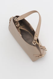 Bag with Buckle Detail Sides and Charm Accessory - Earth
