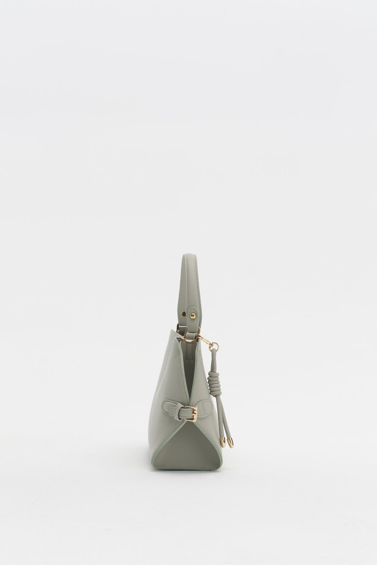 Bag with Buckle Detail Sides and Charm Accessory - Green