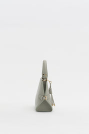 Bag with Buckle Detail Sides and Charm Accessory - Green