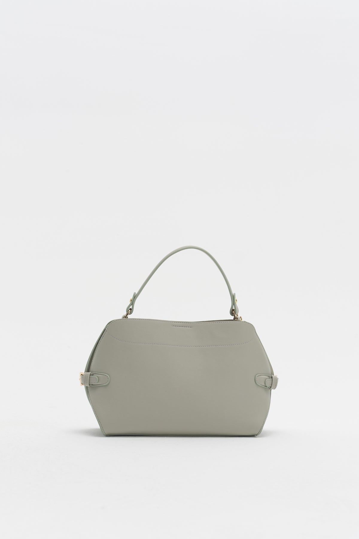 Bag with Buckle Detail Sides and Charm Accessory - Green