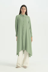 Long-Sided Brooched Tunic - Çağla