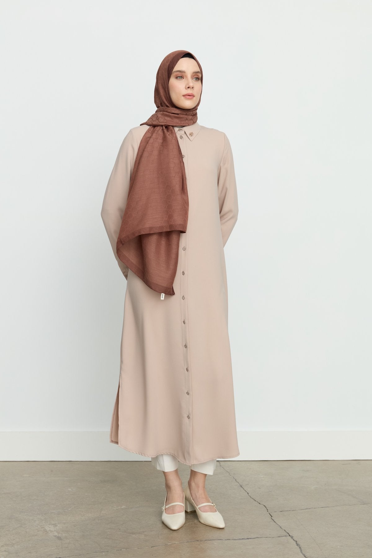 Basic Tunic with Side Slits - Beige