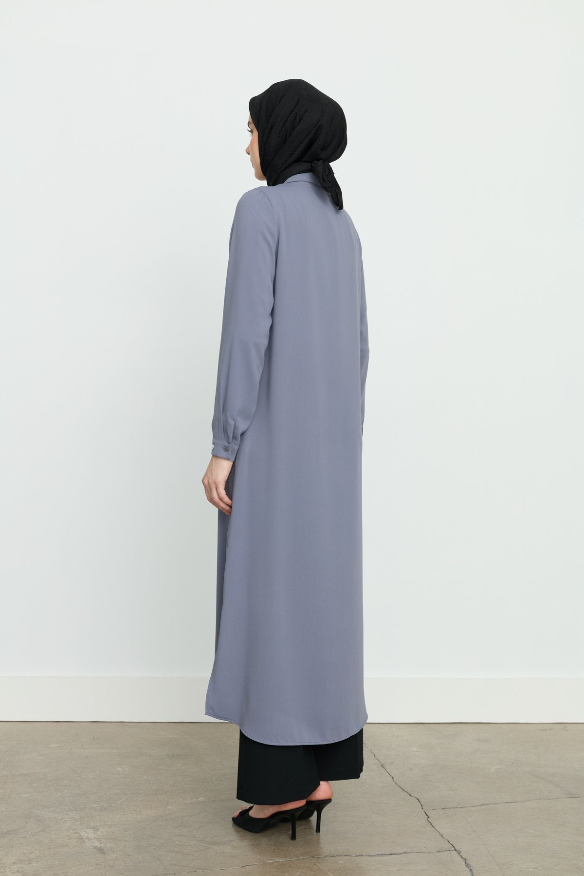 Yanları Yırtmaçlı Basic Tunik - Gri