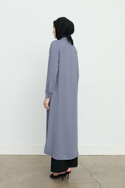 Yanları Yırtmaçlı Basic Tunik - Gri