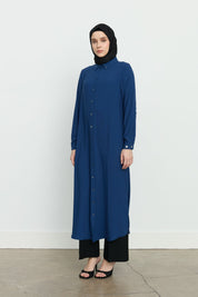 Yanları Yırtmaçlı Basic Tunik - İndigo