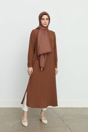 Yanları Yırtmaçlı Basic Tunik - Taba
