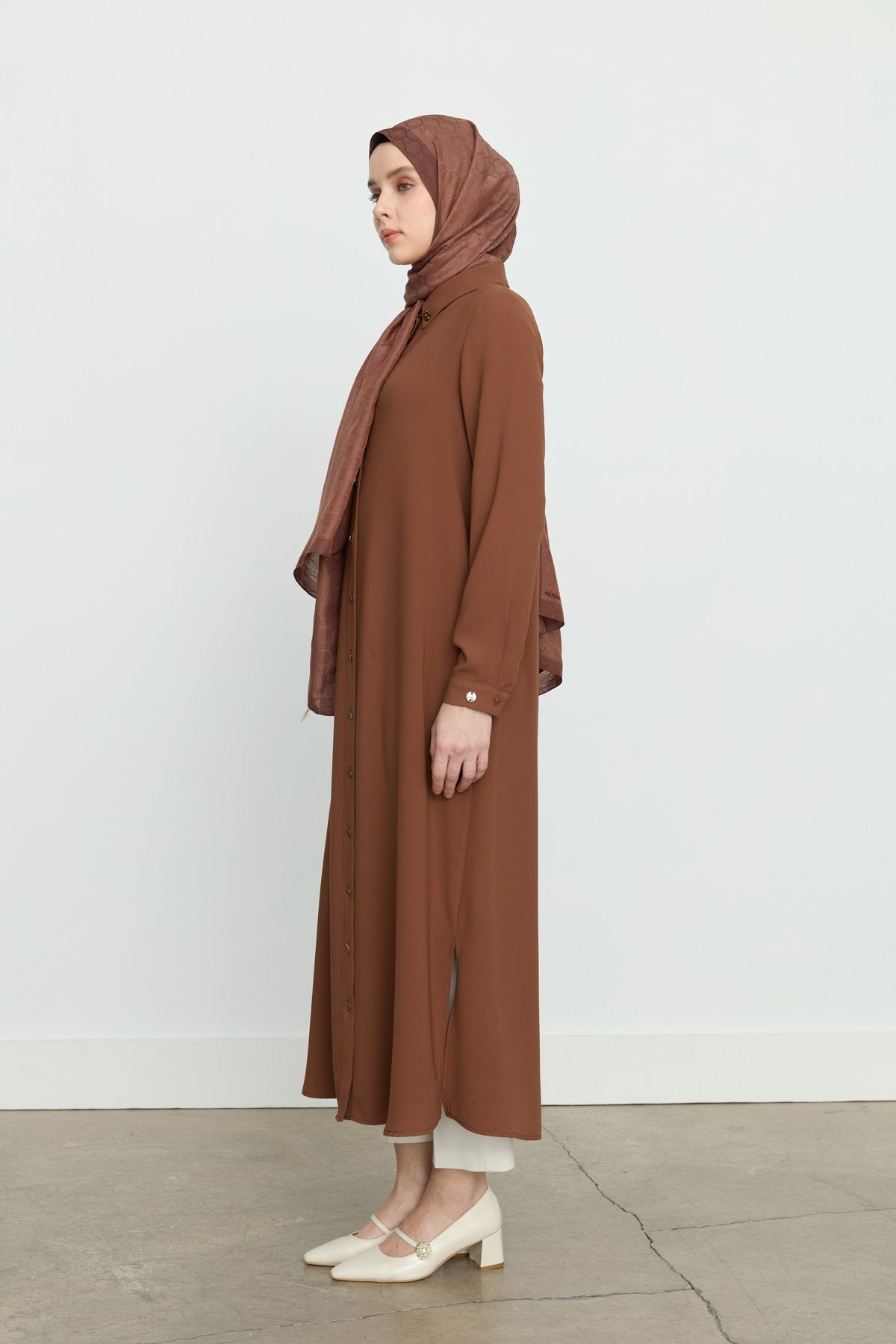 Slit-Side Basic Tunic - Tan