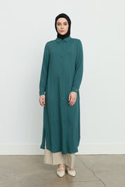 Yanları Yırtmaçlı Basic Tunik - Yeşil