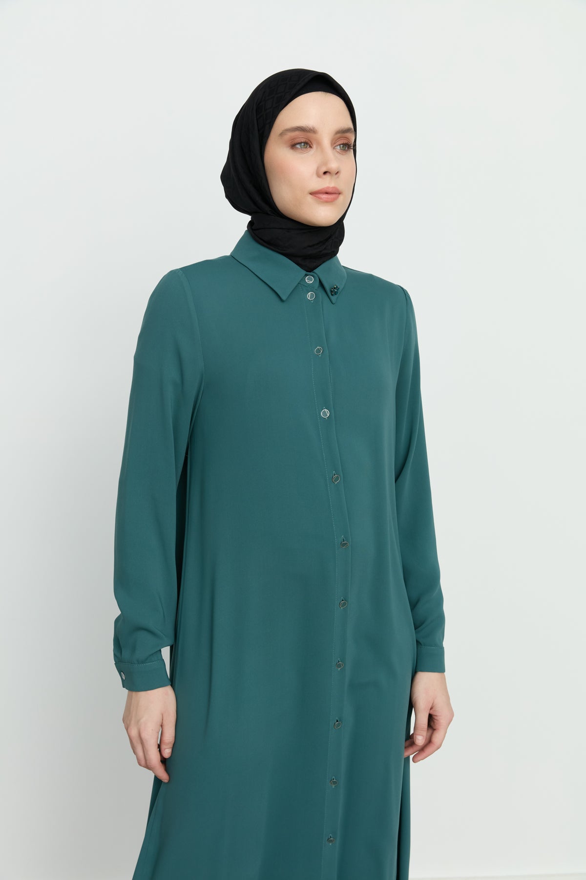 Side Slit Basic Tunic - Green