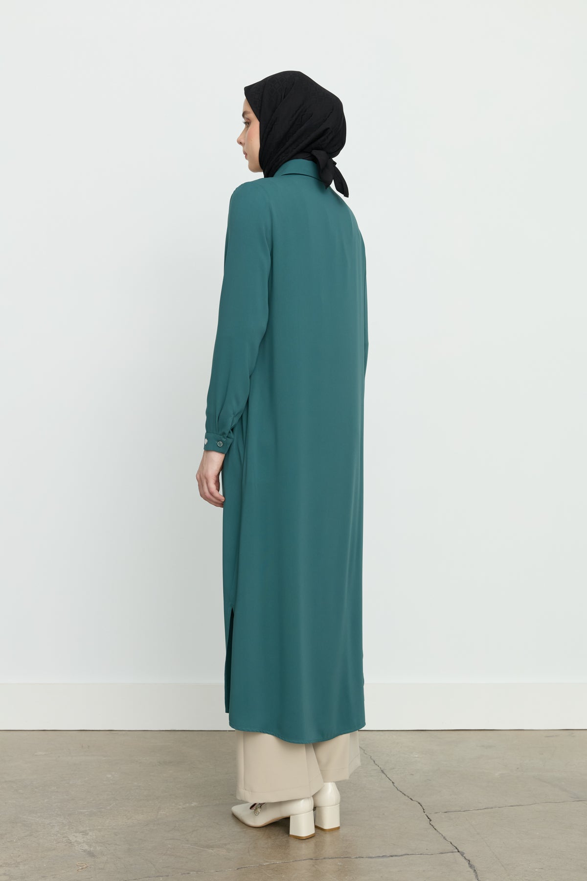 Side Slit Basic Tunic - Green