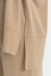 Yanları Yırtmaçlı Pantolon Lyocell Takım - Camel