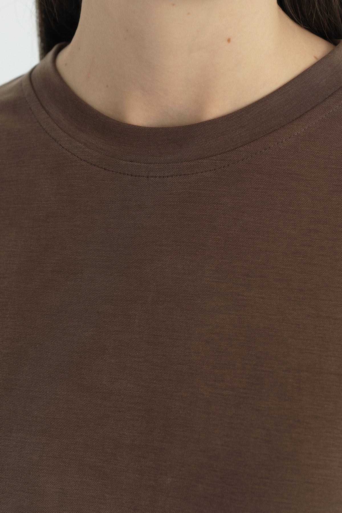 Lyocell Set with Slit-Side Trousers - Coffee