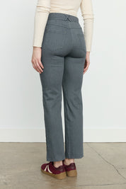 Straight-Leg Denim Pants with Side Studs - Smoke Gray