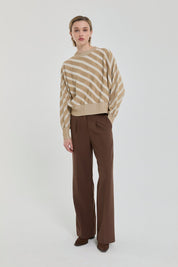 Batwing Sleeve Crop Sweater - Beige