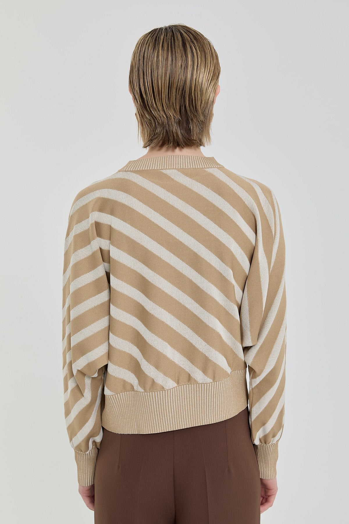 Batwing Sleeve Crop Sweater - Beige