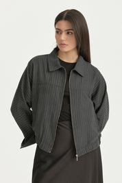 Batwing Crop Jacket - Black