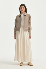 Yarasa Kollu Crop Ceket - Vizon