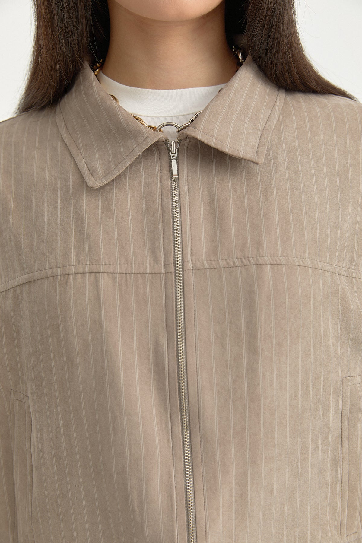 Yarasa Kollu Crop Ceket - Vizon