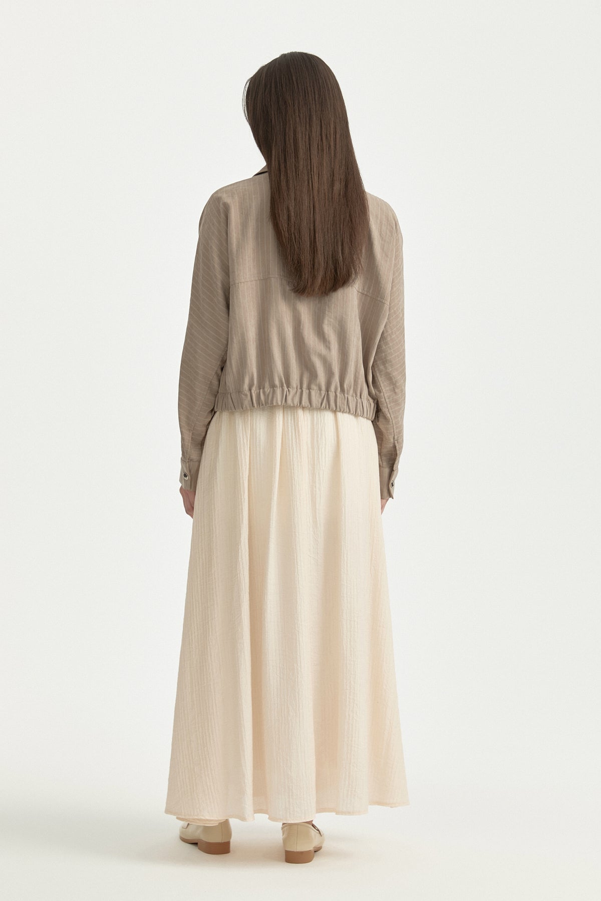Yarasa Kollu Crop Ceket - Vizon