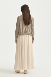 Yarasa Kollu Crop Ceket - Vizon